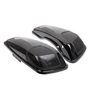 Imagem de Tampa de alforje preta vívida de 12,7 cm x 17,8 cm com grelhas, tampa de bolsa de selim para Harley Touring Road King Road Glide Street Glide Electra Glide Ultra-Classic 2014-2019 2018 2017