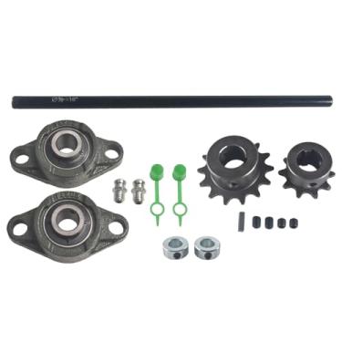 Imagem de pinkhatcat Rodas dentadas do eixo de macaco com rolamentos de bloco de travesseiro UCFL203 Go Kart Minibike Kit completo de eixo de macaco 5/20.3 cm x 40.6 cm #35 Chain