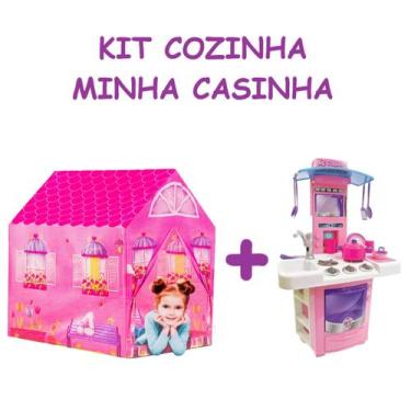 Imagem de Kit Minha Casinha com Cozinha Rosa e Acessórios - Big Star e Dm Toys