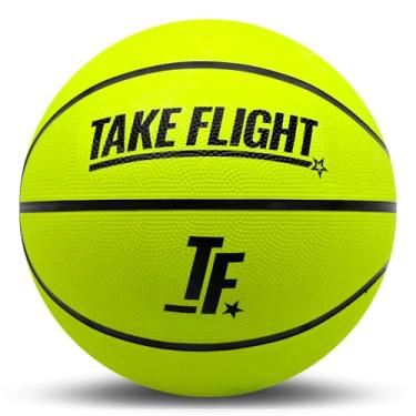 Imagem de A Plus Collectibles Bola de basquete juvenil Take Flight, tamanho oficial 5, basquete interno/externo/rua. Bola juvenil para meninos e meninas 27,5 (amarelo neon, tamanho 5)