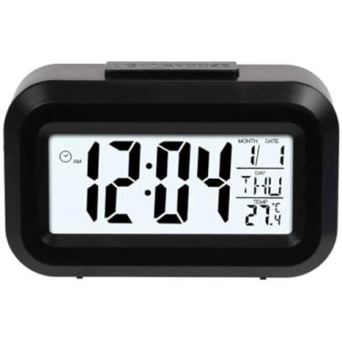 Imagem de Mini Despertador Digital com Luz Noturna e Função Soneca – Compacto, Silencioso e Ideal para Viagem ou Mesa de Cabeceira (Preto)