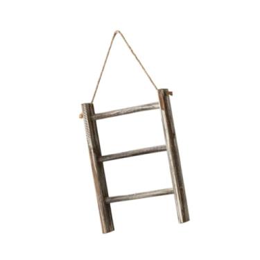 Imagem de Generic Toalheiros de madeira, prateleira de madeira com suporte de corda para banho, escada de toalhas rústica decorativa para banheiro de hotel, quarto, CafÉ