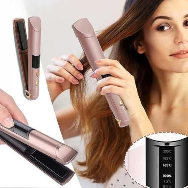 Imagem de Prancha de Cabelo Portátil  Recarregável, Compacta e Leve Alisamento P