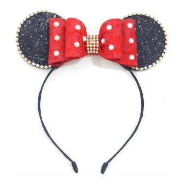 Imagem de Tiara De Orelhinha Festa Super Luxo Infantil Minnie Vermelha - festa l