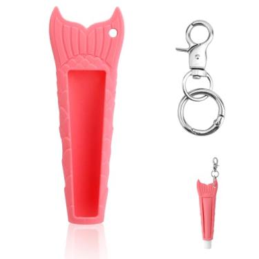 Imagem de Porta-Chaves para Protetor Labial, Capa Protetora Portátil de Silicone para Protetor Labial com Porta-Chaves Compatível com Summer Fridays Pink Sugar (Açúcar Rosa Cor Pura)