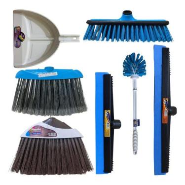 Imagem de Kit Vip Santa Maria Vassoura Rodo Escovão Lavatina Sem Cabo - Santa Ma