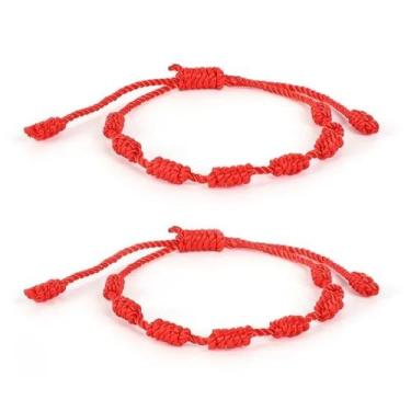 Imagem de Kit 6 Pulseiras Vermelha 7 nós de Proteção Kabbalah/ Cabala - Adulto A