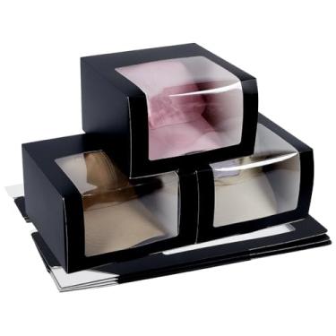 Imagem de PH PandaHall 10 peças de caixa de presente de chapéu com janela para bonés de beisebol, caixa organizadora de papel de 19,3 x 19,3 x 12 cm, caixa organizadora de chapéus pretos, estojo de exibição