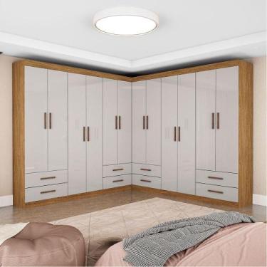 Imagem de Closet Casal Duplo Lu 12 Portas 8 Gavetas Cinamomo Com Off White - CAR