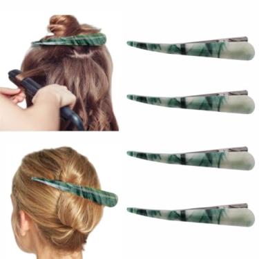 Imagem de YOEMAYUNER Grampos de cabelo grandes vintage verde grampos de cabelo retângulo forte prendedor de mandíbula, clipe de garra verde acessórios de cabelo para mulheres meninas cabelo grosso (4 peças E)