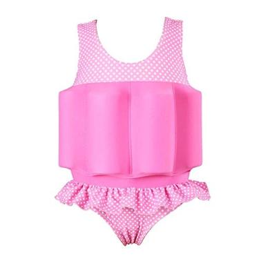 Imagem de FYMNSI maiô infantil flutuante com flutuação de flutuação ajustável roupa de banho de flutuação peça única roupa de banho flutuante para meninos e meninas, rosa, 3-4T
