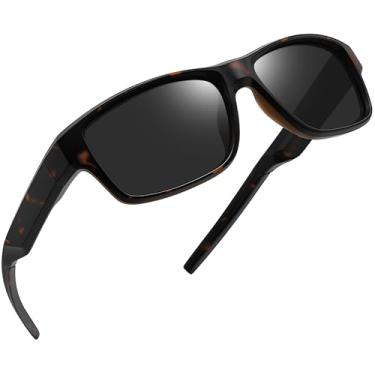 Imagem de Joopin Óculos de Sol Esportivo Polarizado Masculino Proteção UV400 Modelo Quadrado Ideal para Pesca Dirigir Correr Armação Estampa de Leopardo