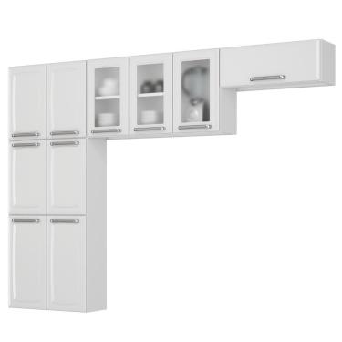 Imagem de Armário De Cozinha Completa Itatiaia Luce 245cm Em Aço Branca