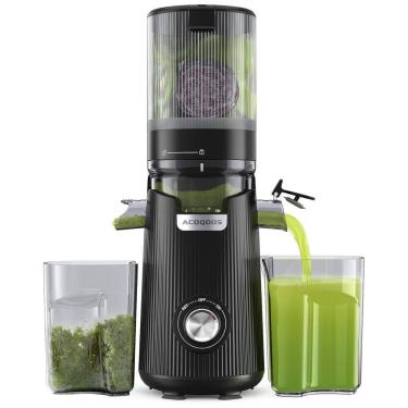 Imagem de Espremedor de Sucos ACOQOOS, Pressão Fria para Frutas e Vegetais Inteiros com Funil Largo de 13,5 cm (Capacidade 1,8L), Fácil de Limpar,