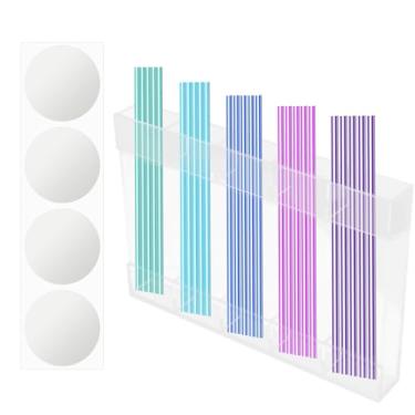 Imagem de Suporte para Palhinhas Armário, Recipiente Grande em Acrílico para Palhinhas com Fita Dupla Face Organizador Reutilizável Utensílios de Cozinha (Transparente)