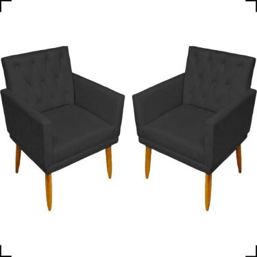 Imagem de Kit 2 Poltronas Decorativa Para Sala Recepção Nina Capitonê Suede Cores Pé Palito