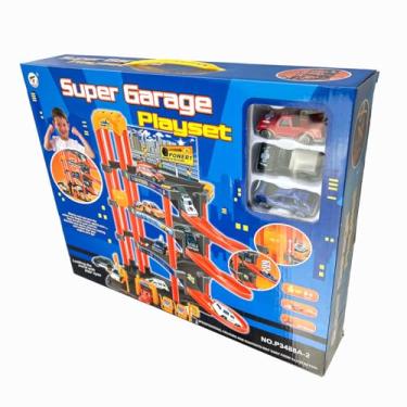 Imagem de Brinquedo para Crianças Posto de Gasolina Infantil com 4 Andares Lava Rápido Elevador e Carrinhos