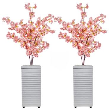 Imagem de 2 Flores De Cerejeira Artificial Hastes Grandes Decorativas Vaso Decoração Enfeite Sala