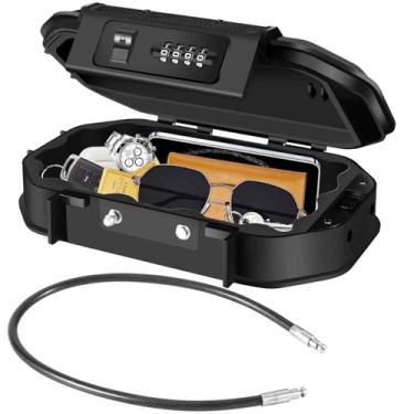 Imagem de Caixa de segurança à prova d'água, cofre portátil com combinação de 4 dígitos com cabo removível, cofre de segurança pequeno anti-roubo, estojo de dinheiro com código redefinível, escondedor de chave