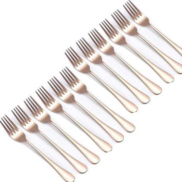 Imagem de Kit Jogo De Garfos De Mesa Gold Rose 12pçs Inox Rústico Luxo - Gici Ca