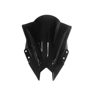 Imagem de GZDLMoto Viseira de para-brisa para motocicleta, defletor de ar e vento, design de bolha dupla para Kawasaki Ninja 500/SE 2024, kits de carenagem de plástico ABS (bolha dupla, preto, 38 cm)