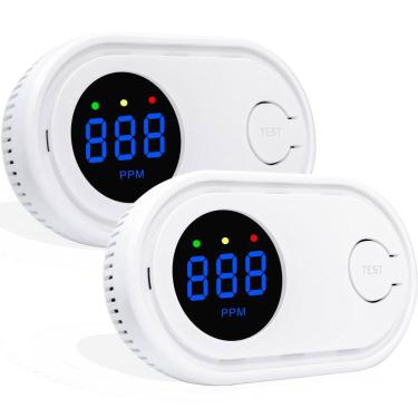 Imagem de Detector de monóxido de carbono SCNBAORE, pacote com 2 unidades e display LCD