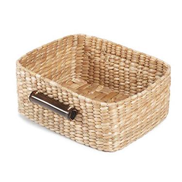 Imagem de Cesto Organizador Retangular em Taboa Natural Alça em Bambu, Organizador Decorativo