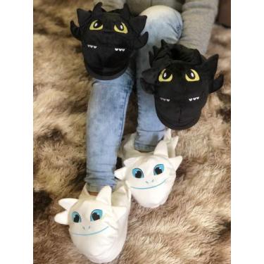 Imagem de Pantufa adulto e infantil do dragão  - RV chinelos, Branco, 40/41/42