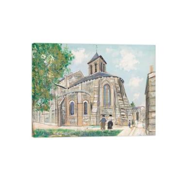 Imagem de Marice Utrilo Famosas Pinturas em Tela Embrulhada Arte de Parede Decoração de Parede de Quarto Pintura de Reprodução em Tela - Igreja Emoldurada 13/60x80cm24x31Inch