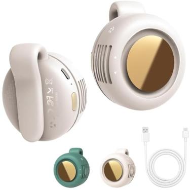 Imagem de HMUTLHT Ventilador portátil de encaixe, mini ventilador silencioso portátil sem lâmina com clipe para camisa e cintura, ventiladores Whirlwind suspensos de 3 velocidades ajustáveis (branco)
