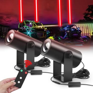 Imagem de CO LIGHT Luzes LED Whipless vermelhas para UTV/ATV/SXS 2 unidades de feixe de luz verde com controle remoto e interruptor, luzes de perseguição off-road compatíveis com RZR Can-Am Maverick X3 Dune