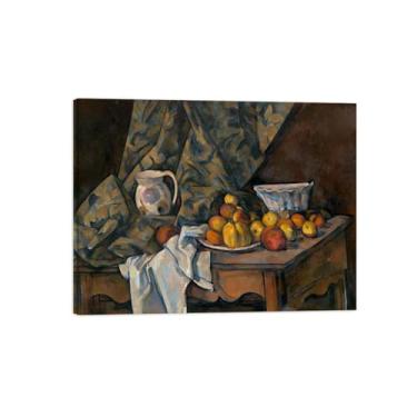 Imagem de Pintura de parede em tela - Maçãs e pêssegos - Impressões em tela famosas com moldura de madeira - Reproduções de imagens em tela - Pôster de arte para sala de estar 80 x 105 cm 31 x 41 polegadas