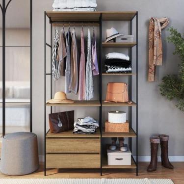 Imagem de Guarda Roupa Closet Industrial 100cm 2 Gavetas Seven Mel Z54 - Mpozena