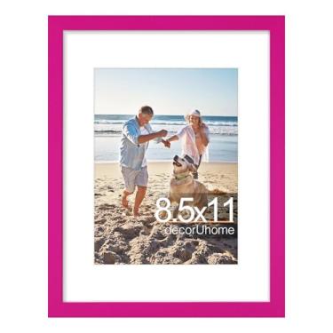 Imagem de decorUhome Moldura de 21 x 28 cm, exiba imagens 15 x 20 com tapete ou 21 x 28 sem tapete, moldura de certificado de exibição de parede e mesa, vermelho rosa, 1 pacote