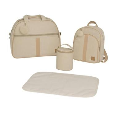 Imagem de Kit Bolsa e Mochila Bebê 4 Peças Maternidade Luxo Pingente Pompom - Wb
