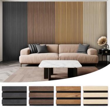 Imagem de LARWORKS Pacote com 4 amostras de painéis acústicos de ripas de madeira de 15,2 cm x 11,4 cm