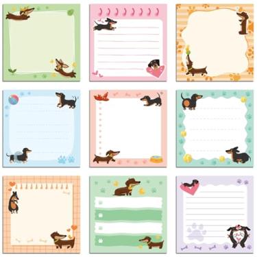 Imagem de INCOK Dachshund Gifts Notas adesivas - 9 peças lindas notas autoadesivas presentes de cachorro Weiner para mulheres blocos de notas de dachshund material escolar de escritório para estudantes