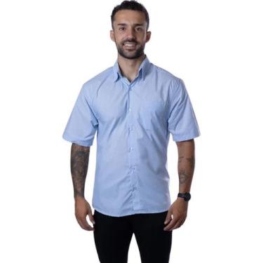 Imagem de Camisa Social Casual Trabalho Xadrez Manga Curta Azul Claro - Fardas U