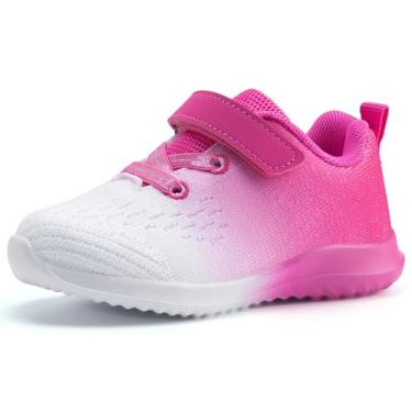 Imagem de COODO Tênis esportivo de corrida para meninos e meninas, Fúcsia gradiente, 9 Toddler