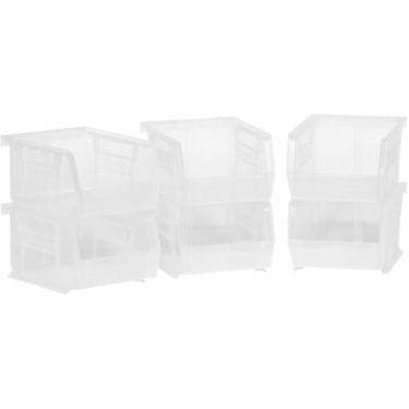 Imagem de Akro-Mils Caixas de armazenamento de plástico AkroBins 30210, caixas empilháveis que economizam espaço para garagem, despensa, organização de artesanato, 12 cm x 10 cm x 7 cm, transparente, pacote com