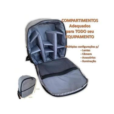 Imagem de Bolsa Mochila Case p/ Câmera e Lentes fotográfica c/ divisórias Leve C