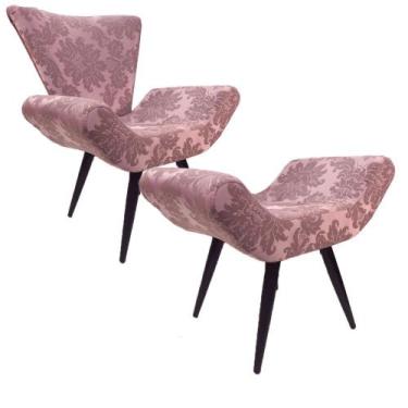 Imagem de Poltrona e Puff Elegance Pé Palito 52 Rosa Retrô - Sua Casa Decor