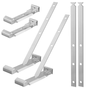 Imagem de AOKLIT 25 conjuntos de cabides de calha de teto de alumínio de 12,7 cm com tiras, suportes de calhas de telhado para fixação sem beirais, suportes de suporte de calha de teto fortes