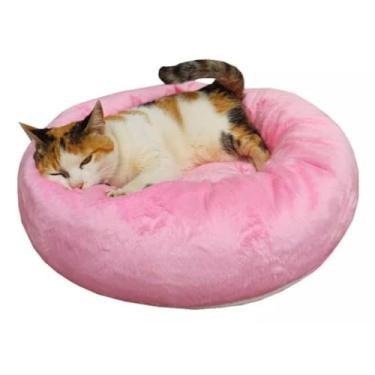 Imagem de Caminha De Pelúcia Pet Redonda Para Cachorros e Gatos 50x50 cm Macia Impermeável - Rosa