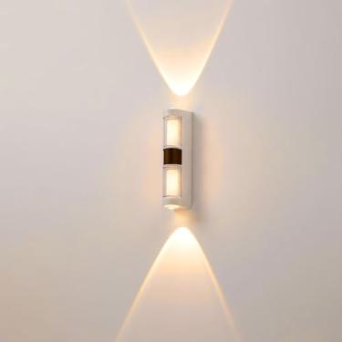 Imagem de Candeeiros de parede LED para ambientes externos, IP65, à prova d'água, de alumínio, arandelas externas, iluminação para cima e para baixo, luzes de parede internas/externas para varanda e pátio