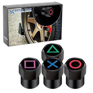 Imagem de x xotic tech 4 peças de tampas de haste de válvula de pneu estilo jogo coreano, liga de alumínio anodizado, conjunto de tampas de válvula de roda à prova de vazamento, resistente à corrosão, universal