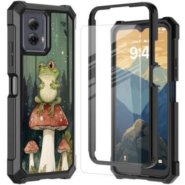 Imagem de RYUITHDJP Capa para celular Motorola Moto G Stylus 5G 2024 com protetor de tela de vidro temperado, capa de proteção de cantos à prova de choque de camada dupla para Motorola Moto G Stylus 5G 2024