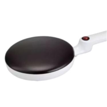 Imagem de Panquequeira Elétrica Antiaderente, Branca, para Crepes e Panquecas, com Espátula de Madeira, Base Aquecedora