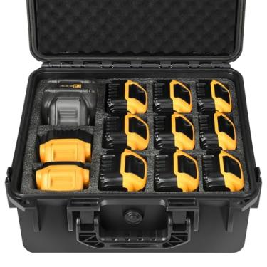 Imagem de LOTOCASE Estojo de armazenamento para bateria e carregador Dewalt – Bolsa de armazenamento à prova d'água com espuma de ajuste personalizável para bateria e carregador Milwaukee/Makita/Ryobi (apenas