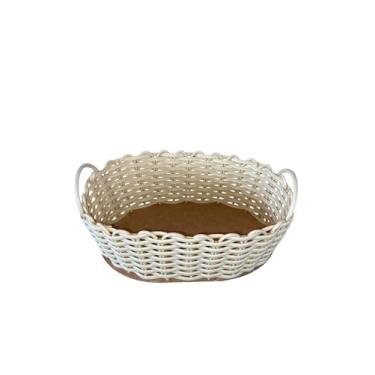 Imagem de Cesta Pãozeira Oval em Fibra Sintética com Alça – 25 x 15cm – Ideal para Servir Pães e Café da Manhã